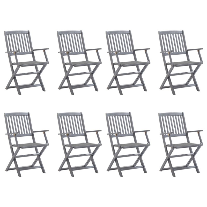 vidaXL Sedie da Giardino Pieghevoli 8 pz con Cuscini Massello Acacia vidaXL Sedie da Giardino Pieghevoli 8 pz con Cuscini Massello Acacia