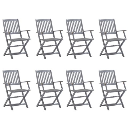vidaXL Sedie da Giardino Pieghevoli 8 pz con Cuscini Massello Acacia