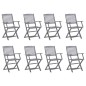 vidaXL Sedie da Giardino Pieghevoli 8 pz con Cuscini Massello Acacia vidaXL Sedie da Giardino Pieghevoli 8 pz con Cuscini Massello Acacia