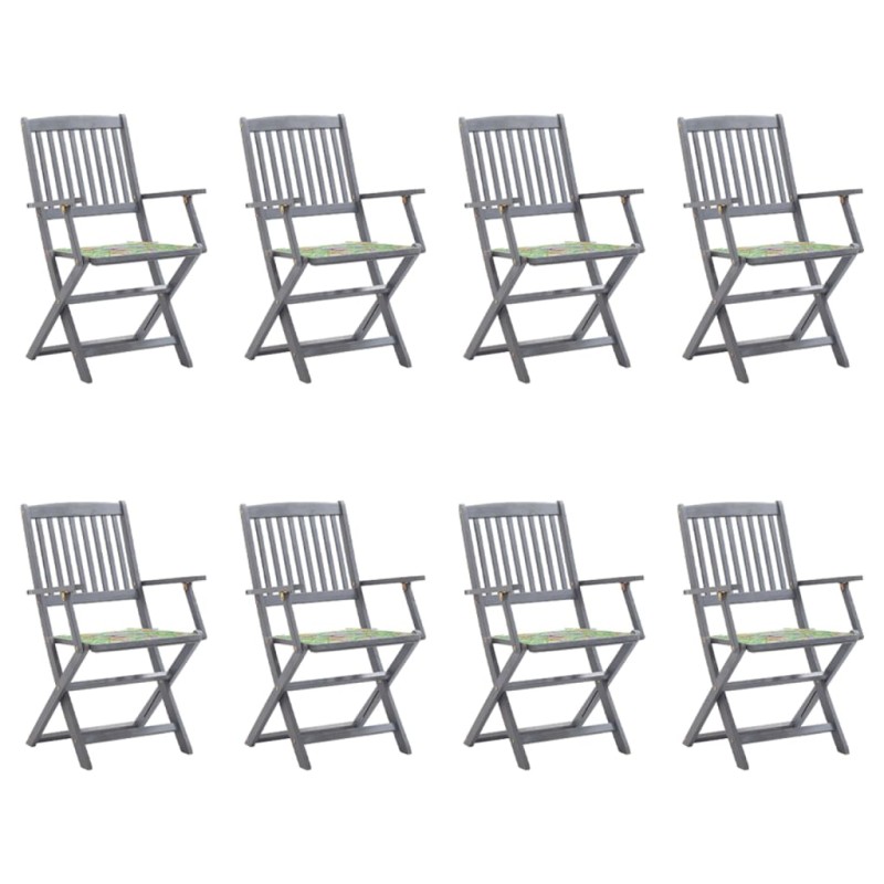 vidaXL Sedie da Giardino Pieghevoli 8 pz con Cuscini Massello Acacia vidaXL Sedie da Giardino Pieghevoli 8 pz con Cuscini Massello Acacia
