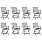 vidaXL Sedie da Giardino Pieghevoli 8 pz con Cuscini Massello Acacia vidaXL Sedie da Giardino Pieghevoli 8 pz con Cuscini Massello Acacia