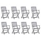 vidaXL Sedie da Giardino Pieghevoli 8 pz con Cuscini Massello Acacia vidaXL Sedie da Giardino Pieghevoli 8 pz con Cuscini Massello Acacia