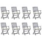 vidaXL Sedie da Giardino Pieghevoli 8 pz con Cuscini Massello Acacia vidaXL Sedie da Giardino Pieghevoli 8 pz con Cuscini Massello Acacia