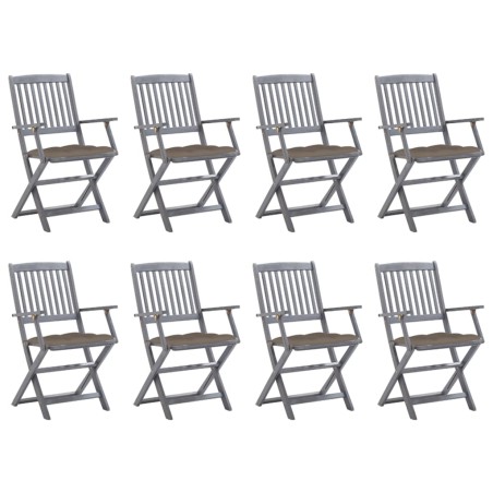 vidaXL Sedie da Giardino Pieghevoli 8 pz con Cuscini Massello Acacia