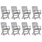 vidaXL Sedie da Giardino Pieghevoli 8 pz con Cuscini Massello Acacia vidaXL Sedie da Giardino Pieghevoli 8 pz con Cuscini Massello Acacia