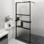 Parete Doccia con Mensola Nera 100x195 cm Vetro ESG e Alluminio Parete Doccia con Mensola Nera 100x195 cm Vetro ESG e Alluminio