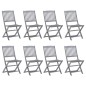 vidaXL Sedie da Giardino Pieghevoli 8 pz con Cuscini Massello Acacia vidaXL Sedie da Giardino Pieghevoli 8 pz con Cuscini Massello Acacia