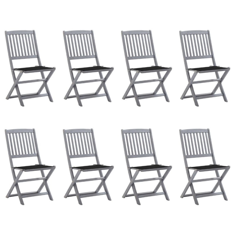vidaXL Sedie da Giardino Pieghevoli 8 pz con Cuscini Massello Acacia vidaXL Sedie da Giardino Pieghevoli 8 pz con Cuscini Massello Acacia