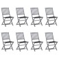 vidaXL Sedie da Giardino Pieghevoli 8 pz con Cuscini Massello Acacia vidaXL Sedie da Giardino Pieghevoli 8 pz con Cuscini Massello Acacia