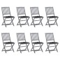 vidaXL Sedie da Giardino Pieghevoli 8 pz con Cuscini Massello Acacia vidaXL Sedie da Giardino Pieghevoli 8 pz con Cuscini Massello Acacia