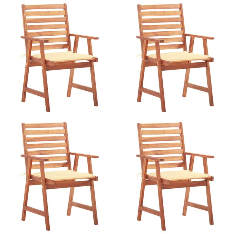 vidaXL Sedie da Pranzo da Esterni con Cuscini 4 pz Massello di Acacia vidaXL Sedie da Pranzo da Esterni con Cuscini 4 pz Massello di Acacia