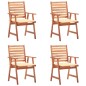 vidaXL Sedie da Pranzo da Esterni con Cuscini 4 pz Massello di Acacia vidaXL Sedie da Pranzo da Esterni con Cuscini 4 pz Massello di Acacia