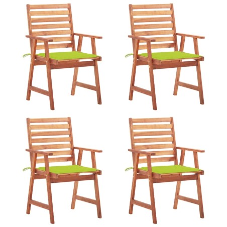 vidaXL Sedie da Pranzo da Esterni con Cuscini 4 pz Massello di Acacia