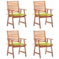 vidaXL Sedie da Pranzo da Esterni con Cuscini 4 pz Massello di Acacia vidaXL Sedie da Pranzo da Esterni con Cuscini 4 pz Massello di Acacia