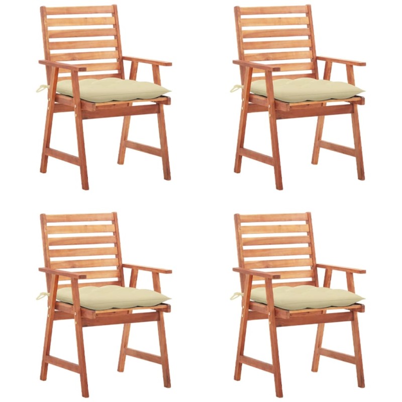 vidaXL Sedie da Pranzo da Esterni con Cuscini 4 pz Massello di Acacia vidaXL Sedie da Pranzo da Esterni con Cuscini 4 pz Massello di Acacia
