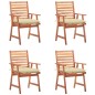vidaXL Sedie da Pranzo da Esterni con Cuscini 4 pz Massello di Acacia vidaXL Sedie da Pranzo da Esterni con Cuscini 4 pz Massello di Acacia