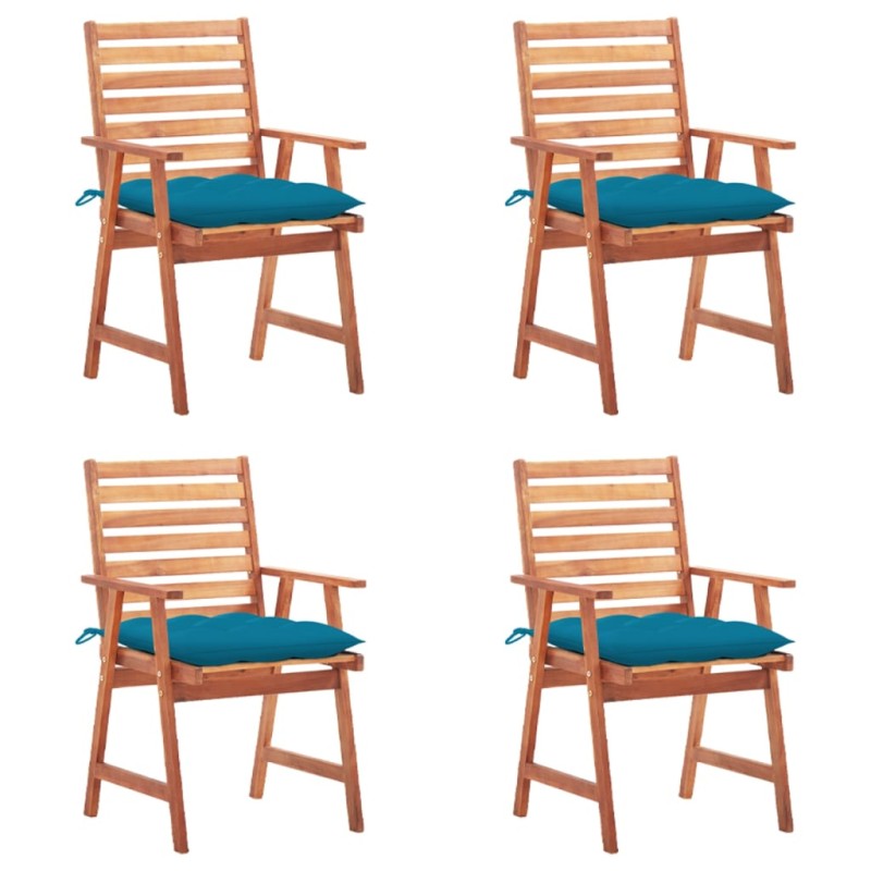 vidaXL Sedie da Pranzo da Esterni con Cuscini 4 pz Massello di Acacia vidaXL Sedie da Pranzo da Esterni con Cuscini 4 pz Massello di Acacia