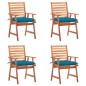 vidaXL Sedie da Pranzo da Esterni con Cuscini 4 pz Massello di Acacia vidaXL Sedie da Pranzo da Esterni con Cuscini 4 pz Massello di Acacia