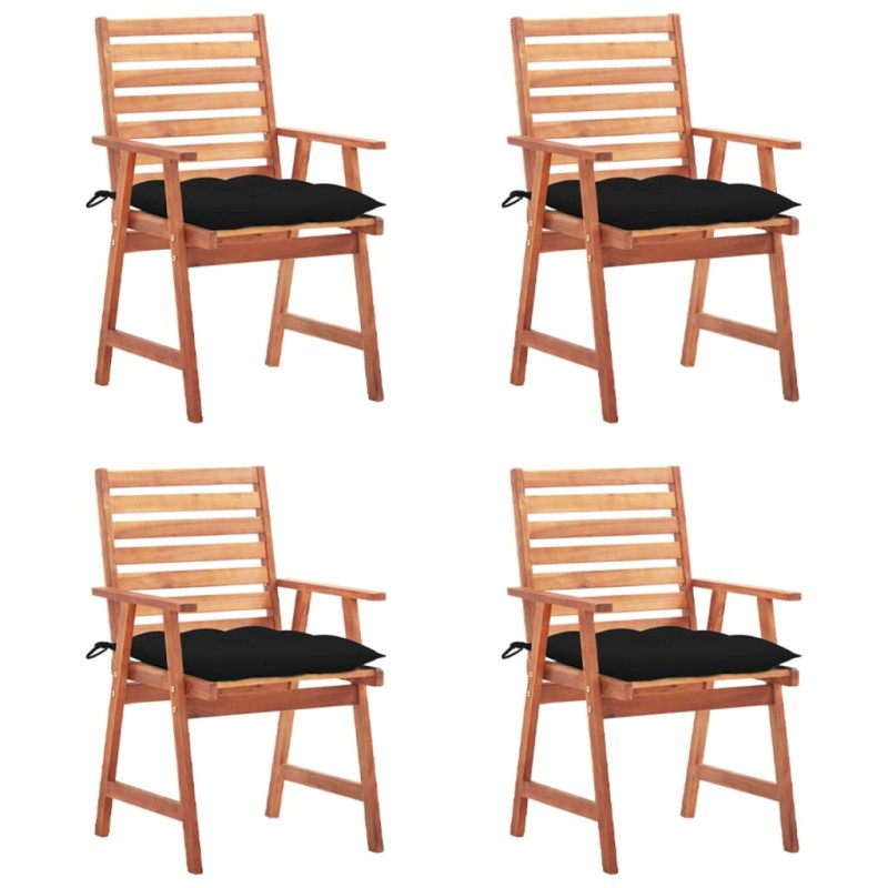 vidaXL Sedie da Pranzo da Esterni con Cuscini 4 pz Massello di Acacia vidaXL Sedie da Pranzo da Esterni con Cuscini 4 pz Massello di Acacia