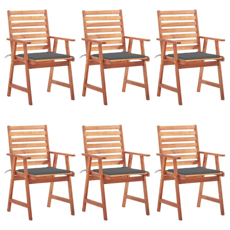 vidaXL Sedie da Pranzo da Esterni con Cuscini 6 pz Massello di Acacia vidaXL Sedie da Pranzo da Esterni con Cuscini 6 pz Massello di Acacia