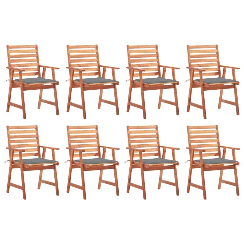 vidaXL Sedie da Pranzo da Esterni con Cuscini 8 pz Massello di Acacia vidaXL Sedie da Pranzo da Esterni con Cuscini 8 pz Massello di Acacia