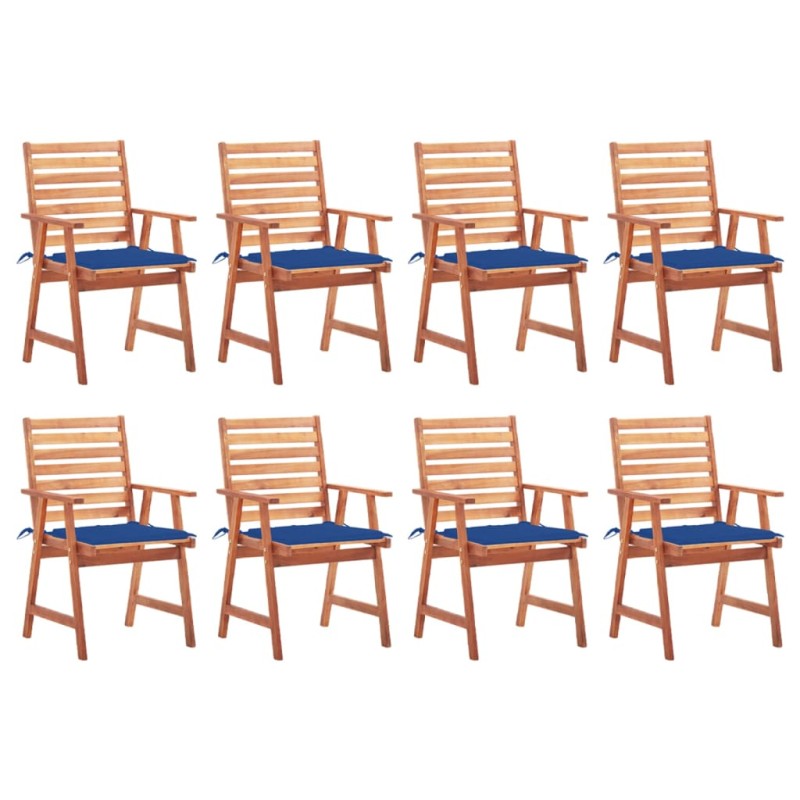 vidaXL Sedie da Pranzo da Esterni con Cuscini 8 pz Massello di Acacia vidaXL Sedie da Pranzo da Esterni con Cuscini 8 pz Massello di Acacia