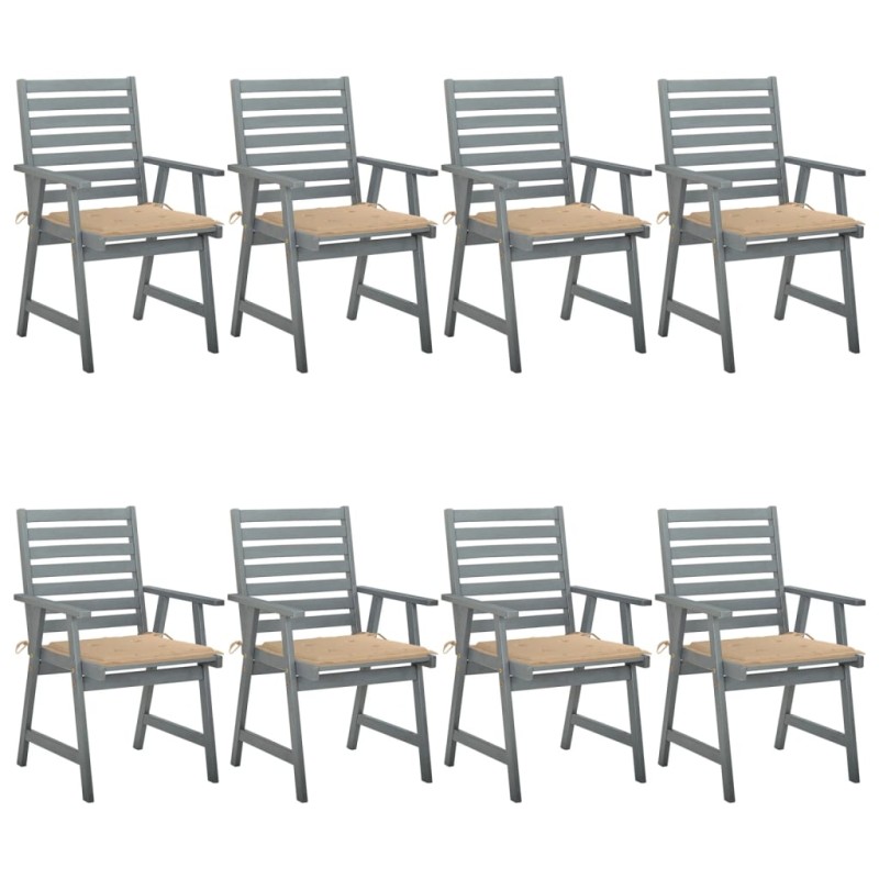 vidaXL Sedie da Pranzo da Esterni con Cuscini 8 pz Massello di Acacia vidaXL Sedie da Pranzo da Esterni con Cuscini 8 pz Massello di Acacia
