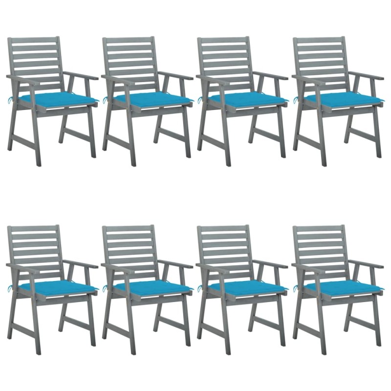 vidaXL Sedie da Pranzo da Esterni con Cuscini 8 pz Massello di Acacia vidaXL Sedie da Pranzo da Esterni con Cuscini 8 pz Massello di Acacia