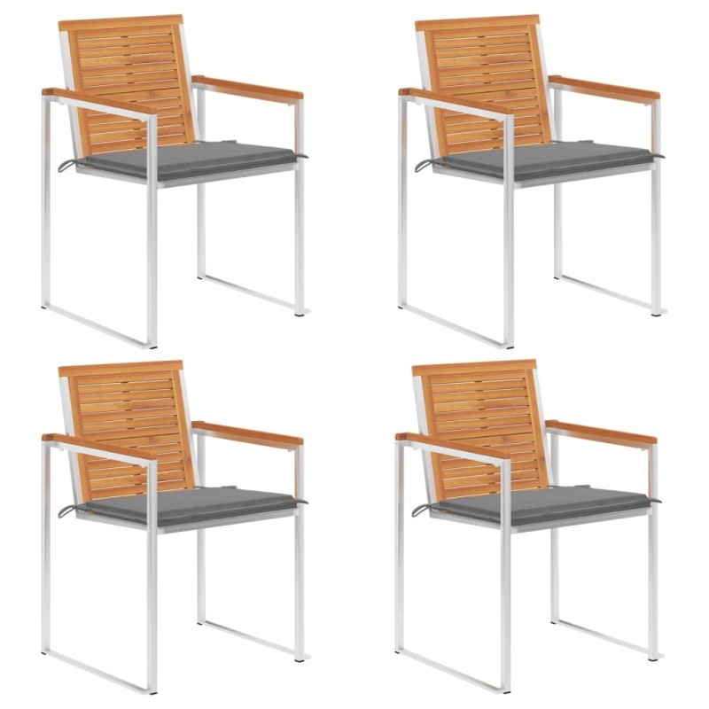 vidaXL Sedie da Giardino con Cuscini 4 pz in Legno Massello di Acacia vidaXL Sedie da Giardino con Cuscini 4 pz in Legno Massello di Acacia
