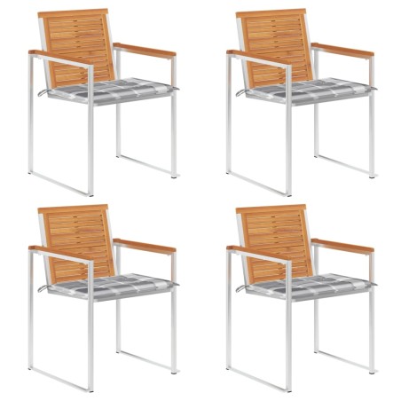 vidaXL Sedie da Giardino con Cuscini 4 pz in Legno Massello di Acacia
