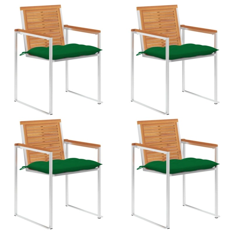 vidaXL Sedie da Giardino con Cuscini 4 pz in Legno Massello di Acacia vidaXL Sedie da Giardino con Cuscini 4 pz in Legno Massello di Acacia