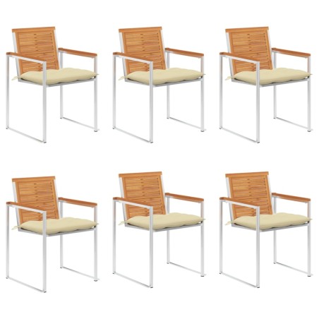 vidaXL Sedie da Giardino con Cuscini 6 pz in Legno Massello di Acacia
