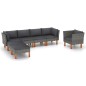vidaXL Set Divani da Giardino 7pz Polyrattan Legno di Eucalipto Grigio vidaXL Set Divani da Giardino 7pz Polyrattan Legno di Eucalipto Grigio