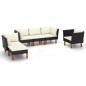 vidaXL Set Divani da Giardino 6pz Polyrattan Legno di Eucalipto Nero vidaXL Set Divani da Giardino 6pz Polyrattan Legno di Eucalipto Nero