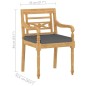 vidaXL Sedie Batavia con Cuscini 6 pz in Legno Massello di Teak vidaXL Sedie Batavia con Cuscini 6 pz in Legno Massello di Teak