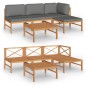 vidaXL Set Divani Giardino 5pz Cuscini Grigi in Legno Massello di Teak vidaXL Set Divani Giardino 5pz Cuscini Grigi in Legno Massello di Teak