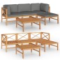 vidaXL Set Divani da Giardino 5pz Cuscini Grigi Legno Massello di Teak vidaXL Set Divani da Giardino 5pz Cuscini Grigi Legno Massello di Teak