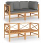 vidaXL Divano da Giardino 2 Posti Cuscini Grigi Legno Massello di Teak