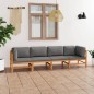vidaXL Divano da Giardino 4 Posti Cuscini Grigi Legno Massello di Teak vidaXL Divano da Giardino 4 Posti Cuscini Grigi Legno Massello di Teak