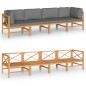 vidaXL Divano da Giardino 4 Posti Cuscini Grigi Legno Massello di Teak vidaXL Divano da Giardino 4 Posti Cuscini Grigi Legno Massello di Teak