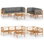 vidaXL Set Divani da Giardino 6pz Cuscini Crema Legno Massello di Teak