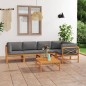 vidaXL Set Divani da Giardino 6pz Cuscini Grigi Legno Massello di Teak vidaXL Set Divani da Giardino 6pz Cuscini Grigi Legno Massello di Teak