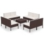 vidaXL Set Divani da Giardino 9 pz con Cuscini in Polyrattan Marrone vidaXL Set Divani da Giardino 9 pz con Cuscini in Polyrattan Marrone