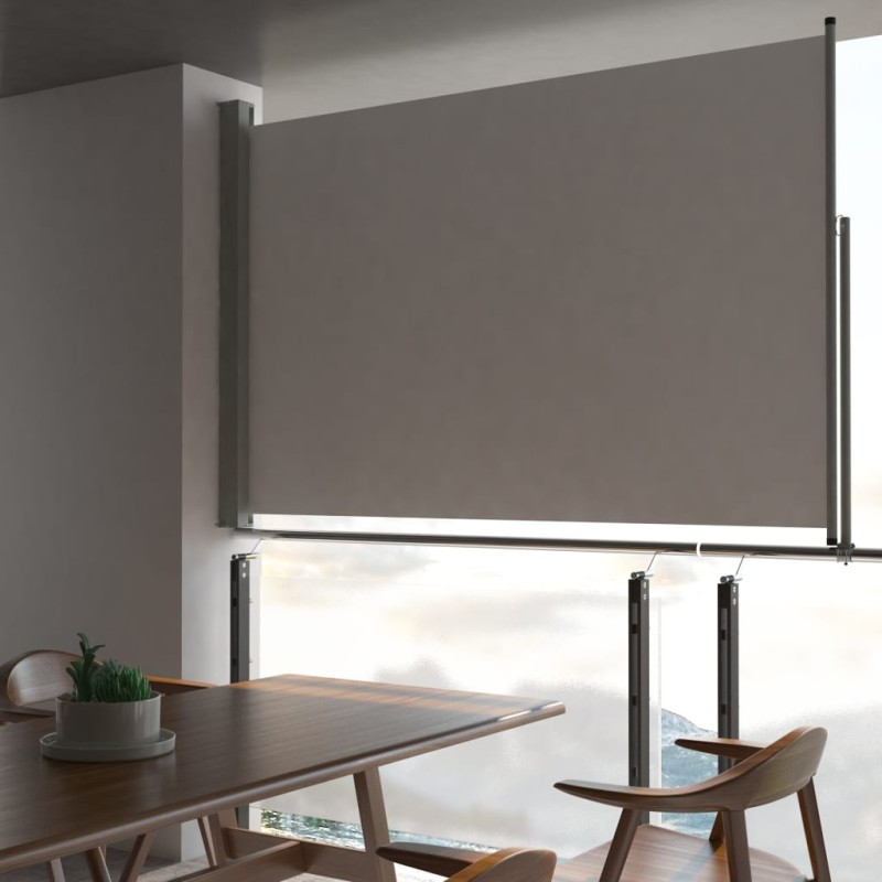 Tenda da Sole Laterale Retrattile 160 x 300 cm Grigia Tenda da Sole Laterale Retrattile 160 x 300 cm Grigia