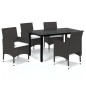 vidaXL Set da Pranzo per Giardino 5 pz con Cuscini Polyrattan Marrone vidaXL Set da Pranzo per Giardino 5 pz con Cuscini Polyrattan Marrone