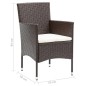vidaXL Set da Pranzo per Giardino 5 pz con Cuscini Polyrattan Marrone vidaXL Set da Pranzo per Giardino 5 pz con Cuscini Polyrattan Marrone