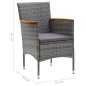 vidaXL Set da Pranzo per Giardino 3 pz con Cuscini Polyrattan Grigio vidaXL Set da Pranzo per Giardino 3 pz con Cuscini Polyrattan Grigio