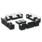 vidaXL Set Divani da Giardino 16 pz con Cuscini in Polyrattan Nero vidaXL Set Divani da Giardino 16 pz con Cuscini in Polyrattan Nero
