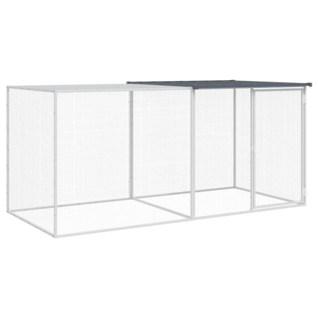 vidaXL Gabbia Polli con Tetto Antracite 203x98x90 cm Acciaio Zincato