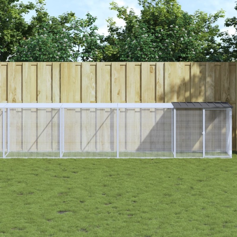 vidaXL Gabbia Polli con Tetto Antracite 803x98x90 cm Acciaio Zincato vidaXL Gabbia Polli con Tetto Antracite 803x98x90 cm Acciaio Zincato